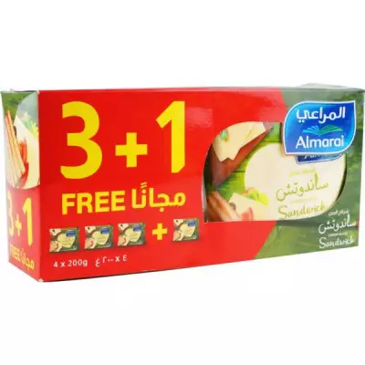 Almarai Cheese Sandwich Slices 3+1 Free- 800g (3+1 X 200g)