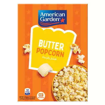 American Garden Butter Popcorn, Gluten-Free, 273G (3 Bags Of 91g)