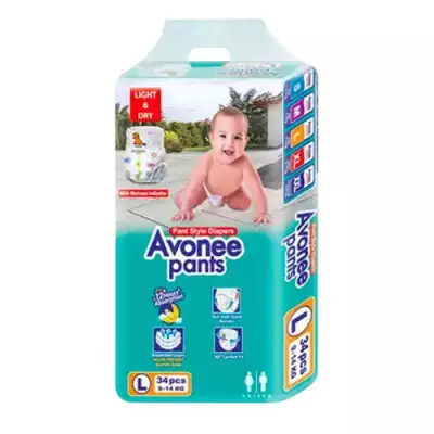 Avonee Pant Style Diapers L (9-14 Kg)- 34 PC'S