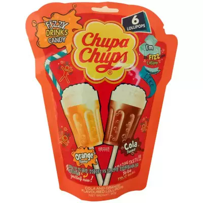 Chupa Chups 3D Fizzy Drinks Candy Lollipops (6 Pieces)- 90g