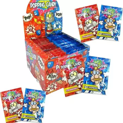 Crazy Candy Factory Popping Candy Blue Raspberry & Strawberry Full Box (UK)- 7g X 50