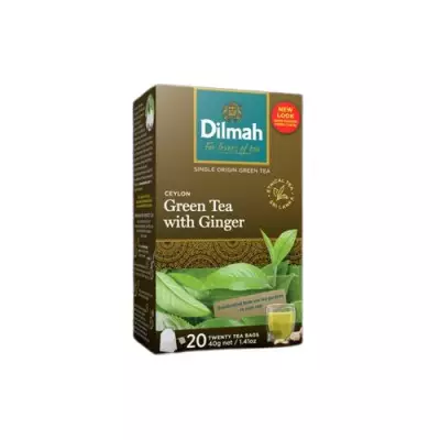 Dilmah Ceylon Green Tea with Ginger-20 Tea Bags With Tag- 40g (1.41 OZ)