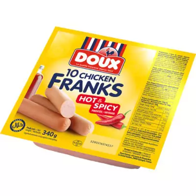 Doux Chicken Franks Hot & Spicy- 340gm