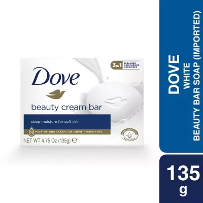 Dove Beauty Cream Bar Soap Deep Moisture For Soft Skin 3In 1 White- 135g(4.75 OZ)