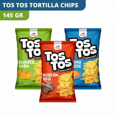 Dua Kelinci TOSTOS Tortilla Chips Combo Pack (Nacho Cheese + Korean BBQ + Roasted Corn Flavor)- 145g X 3 Packs