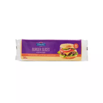 Emborg Cheddar Burger Slices Sliced Cheese 84 PC"S- 1.033 KG