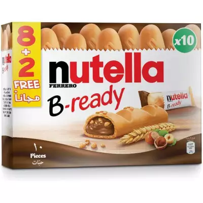 Ferrero Nutella B-Ready Pack of 10 (8+2 Free)- 220g