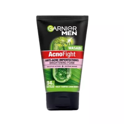 Garnier Men Acno Fight Anti-Acne Imperfections Brightening Foam Wasabi Face Wash (MY)- 100mL