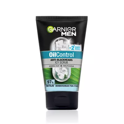 Garnier Men Oil Control Anti-Blackheads Brightening Icy Scrub Face Wash (MY)- 100mL
