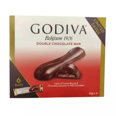 Godiva Double Chocolate 6 Bars Limited Offer Box- 210g