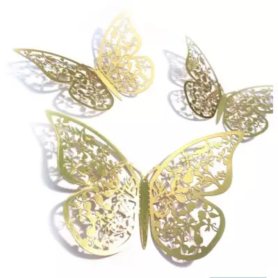 GOLD 3D Acrylic Butterflies Cake Topper- 12 Pc's