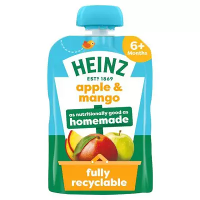 Heinz Apple & Mango Baby Food Fruit Puree Pouch(6+ Months )-100g
