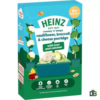 HEINZ Creamy 'n' Lumpy Cauliflower, Broccoli & Cheese Porridge With Iron & Calcium (6M+)- 125g