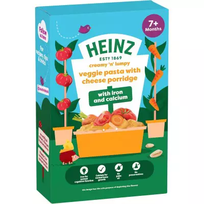 HEINZ Creamy 'n' Lumpy Veggie Pasta With Cheese Porridge With Iron & Calcium (7M+)- 200g