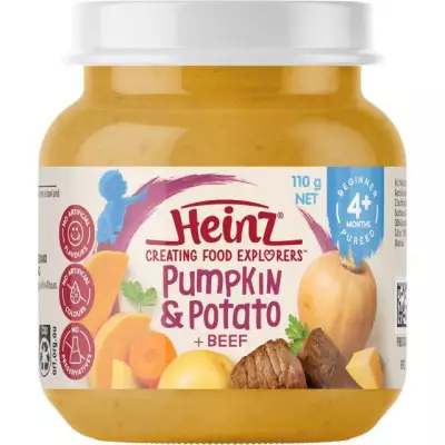 Heinz Pumpkin & Potato + Beef Baby 4+ months Pureed Baby Food (Australia)- 110g