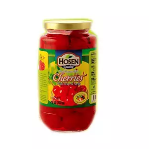 Hosen Quality Red Maraschino Cherries With Stems In Syrup - 737 g