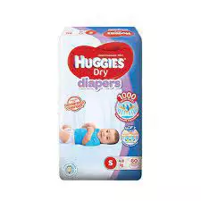 Huggies Dry Diapers S #Nappy Size : 4-8 kg # 60 pc's pack #Origin: Malaysia