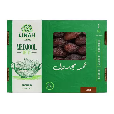 Linah Farms Premium Quality Medjool Dates | মাজদুল খেজুর (Large)-  1 Kg Box