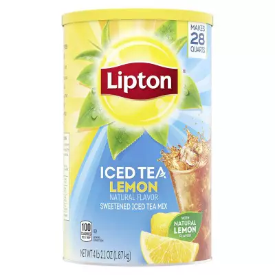 Lipton Iced Tea Lemon Natural Flavor (Sweetened Iced Tea Mix) Makes 28 Quarts- 4 LB (2.1 OZ) 1.87 Kg