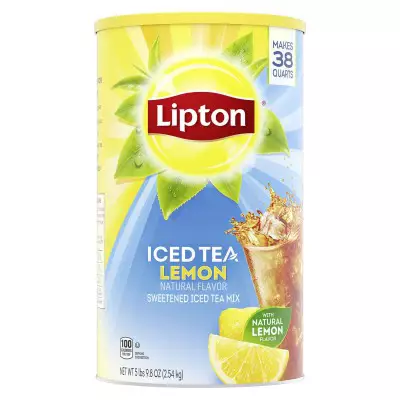 Lipton Iced Tea Lemon Natural Flavor (Sweetened Iced Tea Mix) Makes 38 Quarts- 5 LB (9.8 OZ) 2.54 Kg