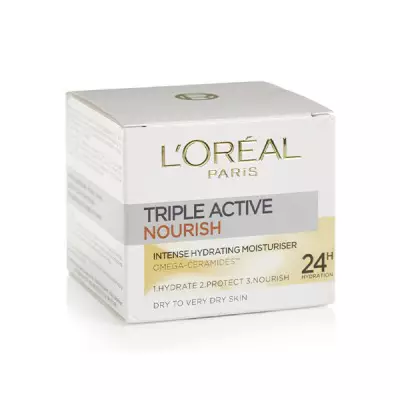 L’Oreal Triple Active Nourish Intense Hydrating Moisturiser – Dry to Very Dry Skin 50ml
