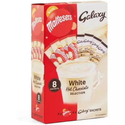 Maltesers & Galaxy White Hot Chocolate Selection, 8 Sachets X 25g- 200g