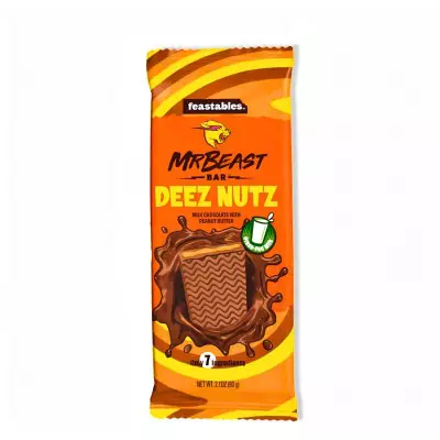 MR BEAST Feastable Deez Nutz Milk Chocolate With Peanut Butter Chocolate Bar- 60g (2.1 OZ)