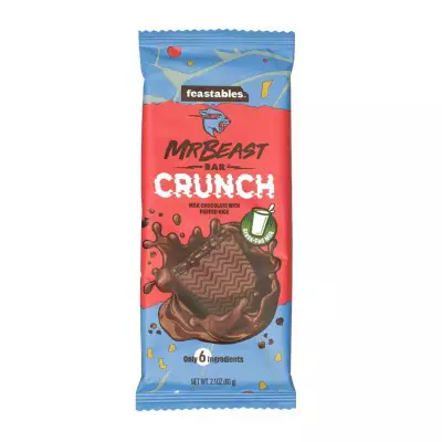 MR BEAST Feastables Crunch Milk Chocolate With Puffed Rice Chocolate Bar- 60g (2.1 OZ)