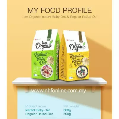 NHF Gluten Free I Am Organic Instant Baby Oat + Regular Rolled Oat (100% Organic) Combo- 500g X 2