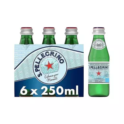 S. Pellegrino Sparkling Natural Mineral Water In Glass Bottle- 250 mL (Pack of 6)