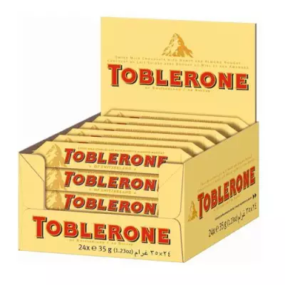 Toblerone Swiss Milk Chocolate With Honey & Almond Nougat Bar 24 X 35g Box-  840g (1,23 OZ)
