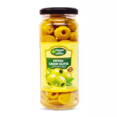 Virginia Green Garden Pitted Green Olives- 340g