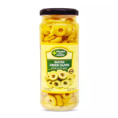 Virginia Green Garden Sliced Green Olives- 340g