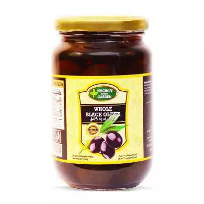 Virginia Green Garden Whole Black Olives- 360g